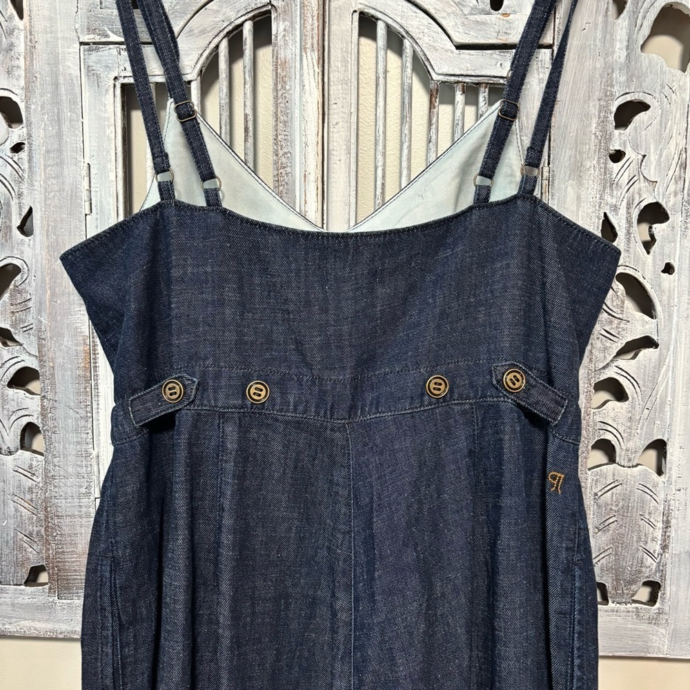 Anthropologie Charcoal Black Spaghetti-Strap Wide-Leg Jumpsuit - Picture 6 of 13